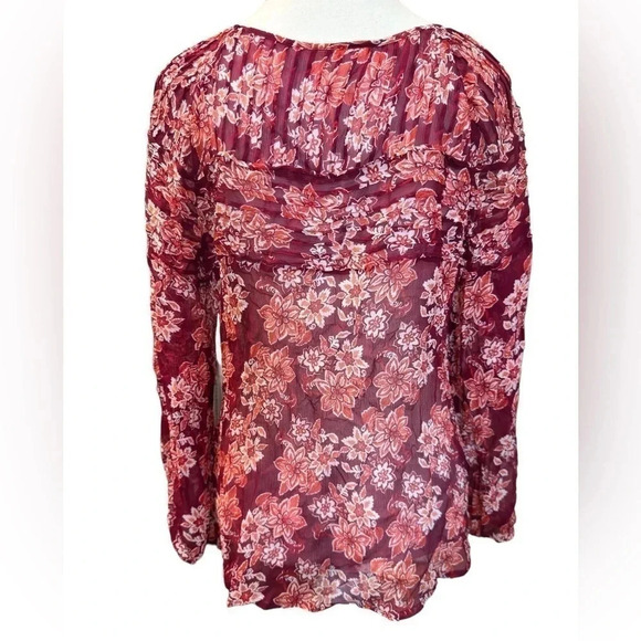 Sundance | 100% Silk Imperial Gardens Floral Semisheer Blouse - Picture 5 of 7